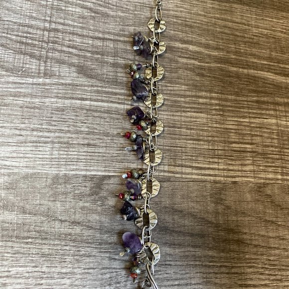 Handmade Bracelet - Purple Stones, Beads & Silver Accents 7.5" Artisan Jewelry - Picture 3 of 6